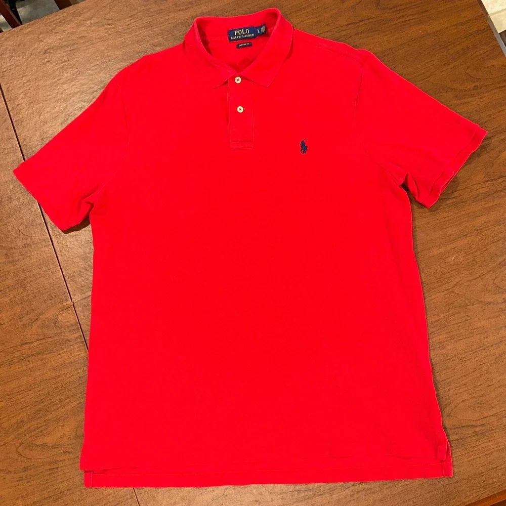 Polo Ralph Lauren Red Short Sleeve Cotton Mesh Pique Polo Shirt XL